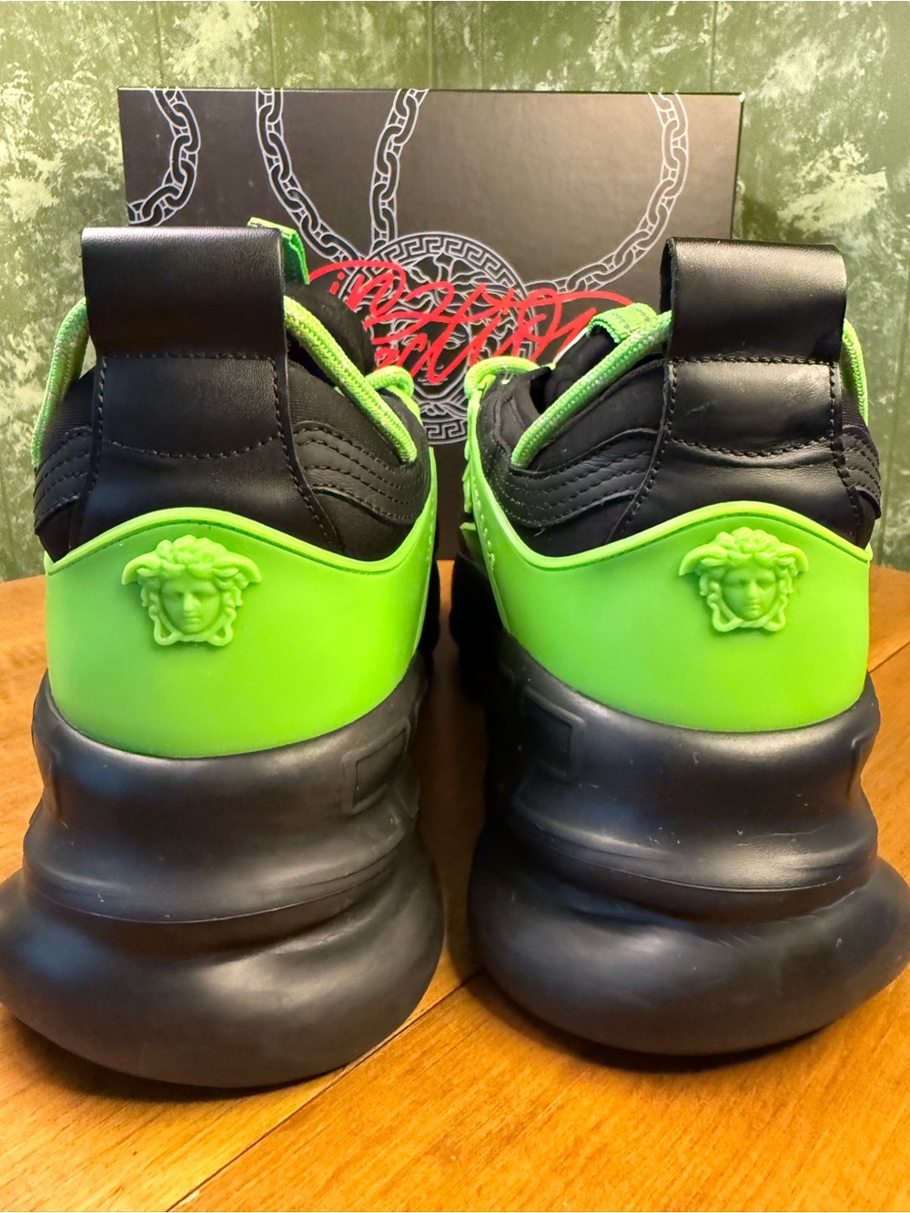 Versace Chain Reaction 'Black Green' Sneakers Men 12 COA Available - Picture 9 of 16